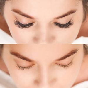 Before and After of Premium Korean Volume Lash Extensions done in Singapore Leading Beauty Salon